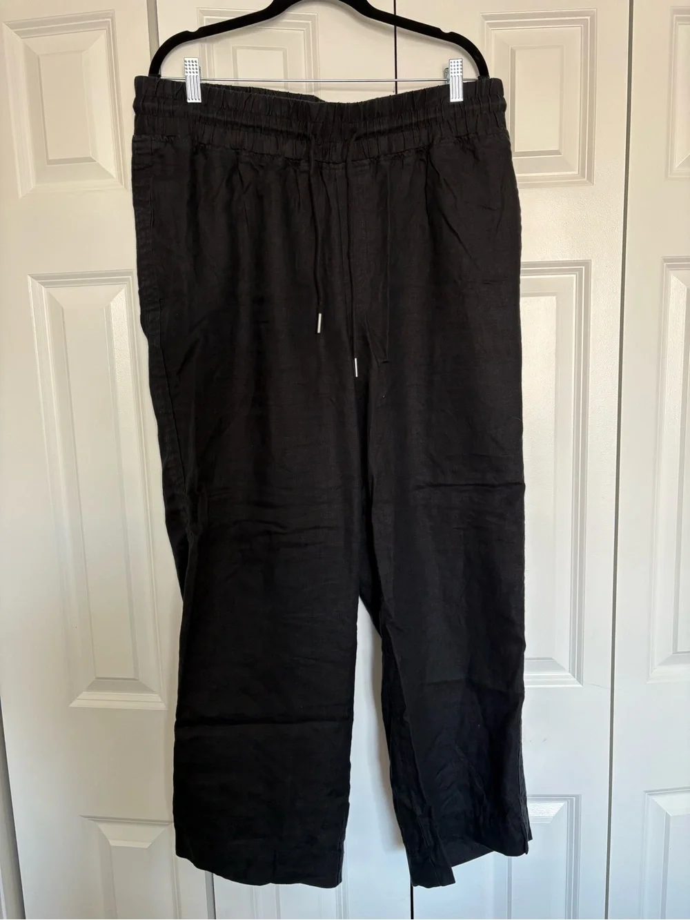 Quince 100% European Linen Wide Leg Pants in Black - Size XL - 26 inseam